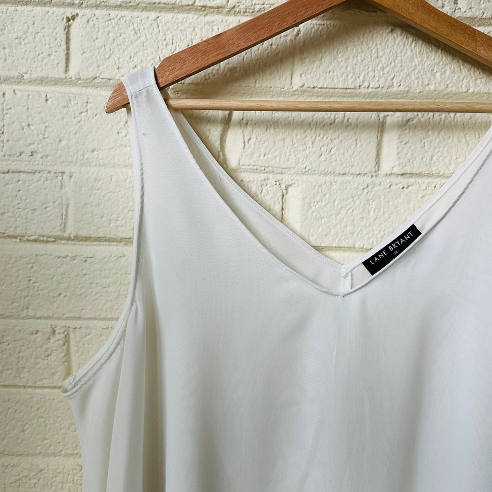 Lane Bryant White Double Layer Chiffon Tank Top Size 20 Plus - Picture 3 of 6